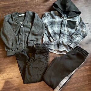 Kids Boys 2 Sets Winter Outfits Pants and Sweaters shirts H&M DKNY Black 5t